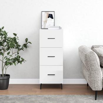 Aparador de madera contrachapada blanco brillante 34,5x34x90 cm Mueble de Almacenaje de Salón, Buffet para salón, Armario Auxiliar, Armario de Almacenamiento