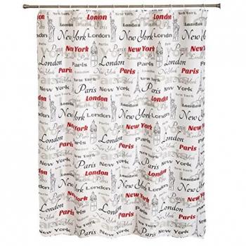 Cortina baño moderno diseño cities i 100% poliester 180 x 200 cm