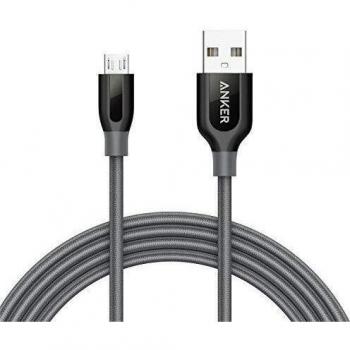 Anker PowerLine+ Cable Micro USB con cinta de velcro y doble trama de nylon, Negro, 0.9 m