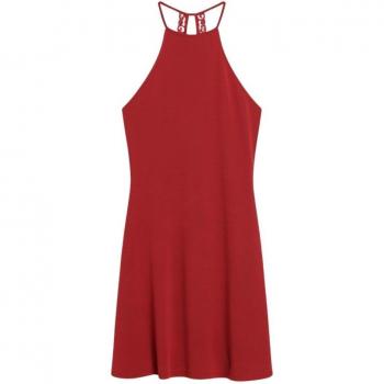 Superdry Vestido Mini de Punto Entallado con Vuelo Rojo para Mujer