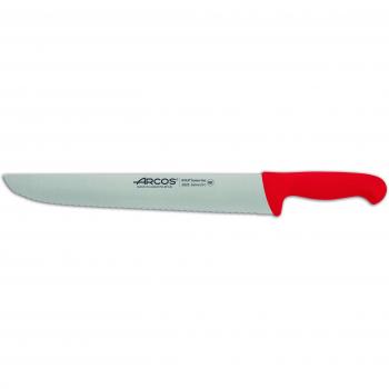 Arcos Serie 2900, Cuchillo Pescadero, Hoja Serrada de Acero Inoxidable Nitrum de 350 mm, Mango inyectado en Polipropileno Color Rojo