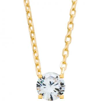 Collar Easy de plata bañada en oro con circonita blanca de 6 mm