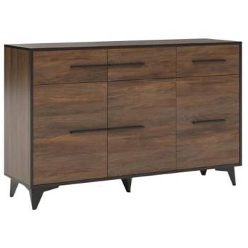 Cómoda Parma D100 de Nogal con 3 Cajones y 2 Puertas, Dimensiones 135x86x40cm