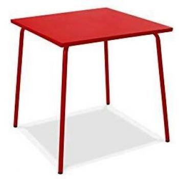 Mesa de jardín cuadrada de metal rojo Palavas Oviala