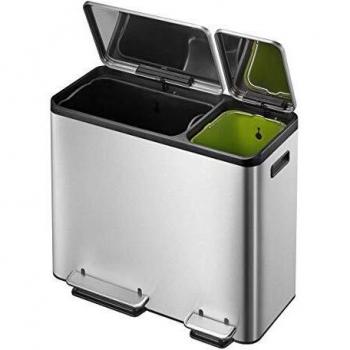 EKO VB 912845 Ecocasa Step Bin 30+15L Acero Inoxidable, Acero Inoxidable, Mate, 32.1 x 60.5 x 49.2 cm