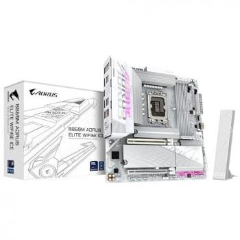 Placa Base GIGABYTE B860M AORUS ELITE WIFI6E ICE mATX para CPUs Intel LGA1851, DDR5, VRM 12+1+2+1 Fases, hasta 9200