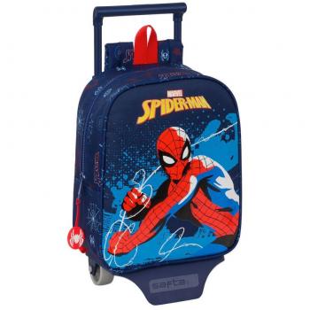 Mochila Escolar con Carro Safta 805 Spider-Man Neon - Licencia Oficial - Diseño Ergonómico - Amplio Espacio de Almacenamiento - Bolsillos Multifuncionales