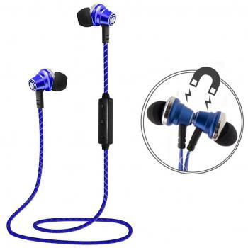 Lauson Auriculares Deportivos Bluetooth Inalámbricos Universales, Cascos Magnéticos, Manos Libres Estéreo con Micrófono, Cancelación de ruido y cable de carga USB