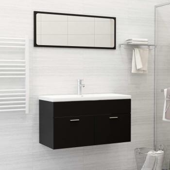 Juego de muebles de baño de madera de ingeniería negro Día y Noche