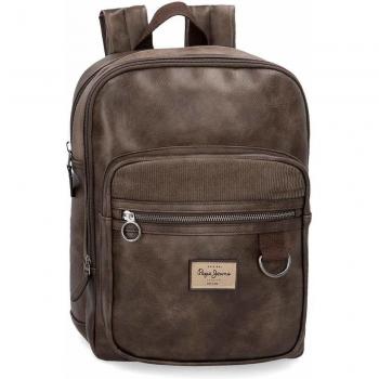 Pepe Jeans Miller Mochila Adaptable para Portátil 13,3 Marrón 27x36x12 cms Piel Sintética 11.66L