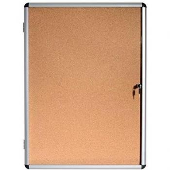 Bi-Office Enclore - Vitrina de interior de Corcho para 4 Hojas A4, con Puerta de Aluminio y Cerradura, 500 x 674 mm