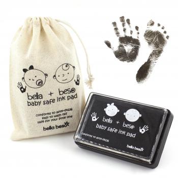 Kit de impresión de huellas de mano y pies de Bebé - almohadilla con tinta negra segura para bebé para impresiones de manos y pies - fácil de lavar