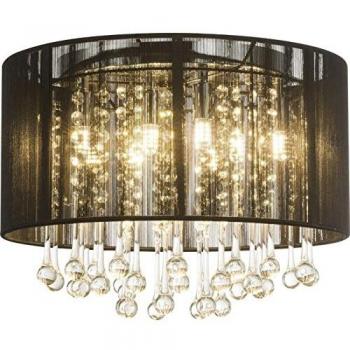 Plafoniera LED Sierra, lámpara de techo colgante con pantalla de seda y diseño elegante