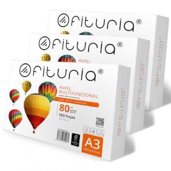 Paquete de Folios A3 80g/m² para Impresora Inkjet y Láser, Ideal para Oficina y Hogar - 1500 Hojas