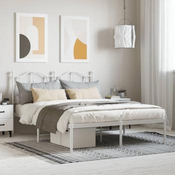 Cama de metal blanca con cabecero 140x190 cm