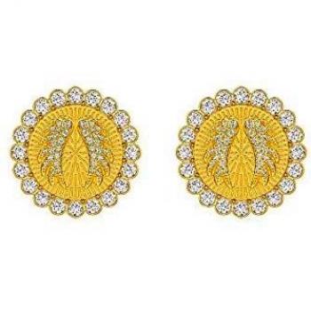 Swarovski Lucky Goddess - Pendientes de Botón de Acero Inoxidable para Mujeres, Dorado