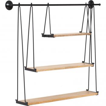 Luna 3 Tier Wall Shelf - Natural and Black