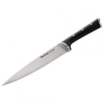 Tefal Ingenio Ice Cuchillo Chef, acero cepillado, cuchillo de una sola pieza, mango remachado, negro, 20 cm