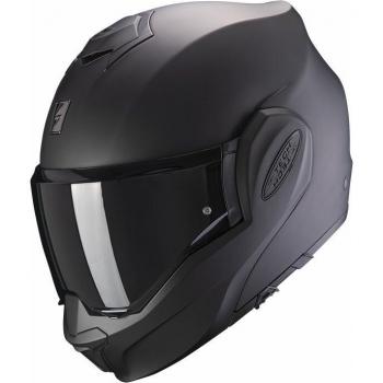Casco Modular Scorpion EXO-TECH EVO Negro Mate, Talla 3XL, diseño aerodinámico, sistema de ventilación ajustable, visor anti-rayaduras y anti-vaho, interior desmontable y lavable, homologación