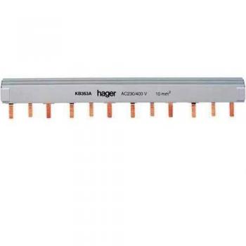Hager 3-Pole 10mm² Comb Busbar, 12m, 63A (KB363A)