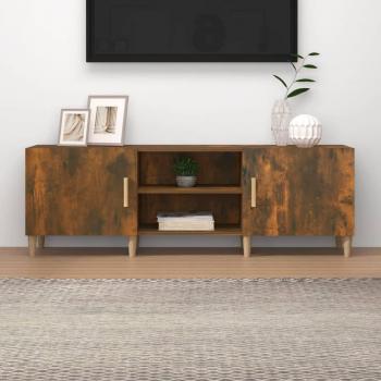 Soporte para TV de madera contrachapada en roble ahumado, dimensiones 150x30x50 cm, acabado multicapa y color marrón
