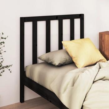 Cabecero de cama negro 106x4x100 cm madera maciza de pino