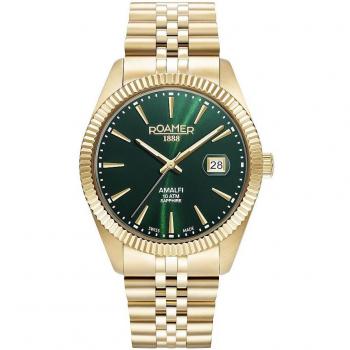 Reloj Roamer Swiss® Amalfi Gents 852833-48-75-20, reloj para hombres con movimiento suizo, caja de acero inoxidable, correa de cuero genuino, resistencia al agua hasta 50 metros, esfera