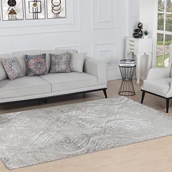 Surya - Alfombra de Salón Pelo Corto Vintage Oriental Blanco y Gris 120 x 170 cm, estilo tradicional bohemio, fácil de limpiar, tamaño 120x170 cm