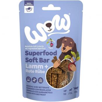 Wow Superfood Tiras Cordero con Remolacha 150 g - Snack para perros, blando, sabor cordero y remolacha, formato de 150 gramos