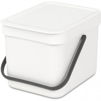 Brabantia Sort & Go Cubo de Basura, 6 L, Plástico, Blanco, 26.5x20x18 cm