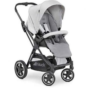 Hauck Mars - Silla deportiva con cubrepies para bebés, asiento giratorio, cesta grande, plegable de forma compacta, compatible con capazo, capota 3XL, grupo 0+ hasta 25 kg, Gris