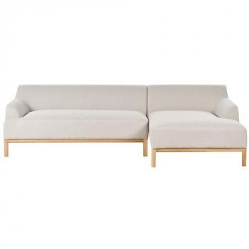 Sofá Esquinero Izquierdo Sosjo Beige Claro con Tela de Poliéster y Patas de Madera