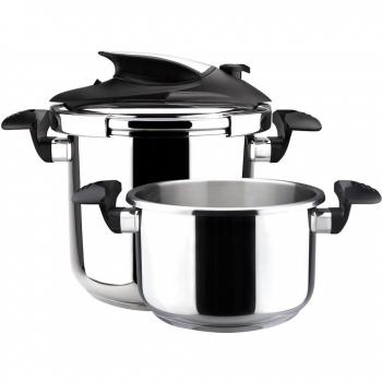 MAGEFESA Nova Olla a presión Super rápida de fácil Uso, Acero Inoxidable 18/10, Apta para Todo Tipo de cocinas, Incluido inducción.