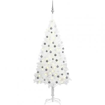 vidaXL Artificial Pre-lit Christmas Tree with Ball Set White 180 cm