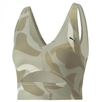 Top deportivo Puma Studio AOP Crop verde kaki XS mujer