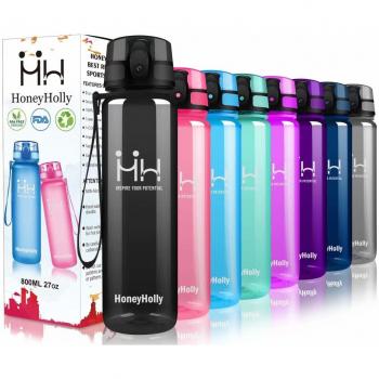 HoneyHolly Botella de Agua Deportes 350ml/500ml/800ml/1000ml Sin Bpa & Apertura con un Solo botón Reutilizable Filtro Botella Gimnasio Tritan Plástico para Niños, Sport, Gimnasio, Trekking, Bicicleta