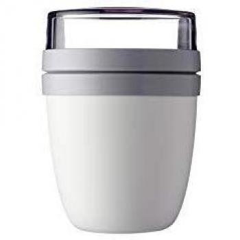 Mepal - Recipiente Ellipse Blanco para Cereales y Yogur de 500 ml, Fiambrera con Dos Contenedores, Apto para Congelador, Microondas y Lavavajillas