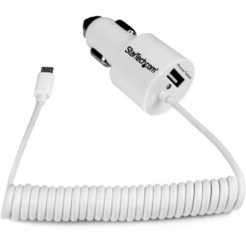 StarTech.com USBUB2PCARW - Cargador USB de 2 puertos para coche con Micro USB y puerto USB
