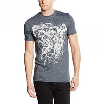 Marvel Camiseta Manga Corta Band of Heros Gris Oscuro M