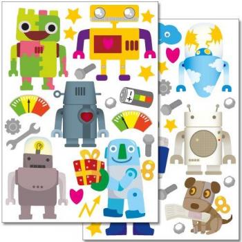 Pegatinas para la pared Wandkings «Robots» - Juego de adhesivos de 40 unidades en 2 hojas DIN A4