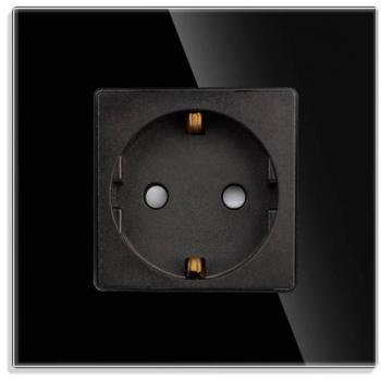 Base enchufe EU 16A KOOB frontal cristal negro