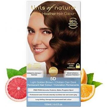 Tints of Nature Permanent Hair Dye, Nourishes Hair & Covers Greys, 1 x 130ml - 5D Light Golden Brown