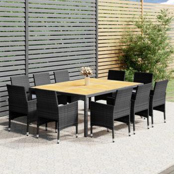 Set de comedor de jardín 11 piezas en Polyrattan gris