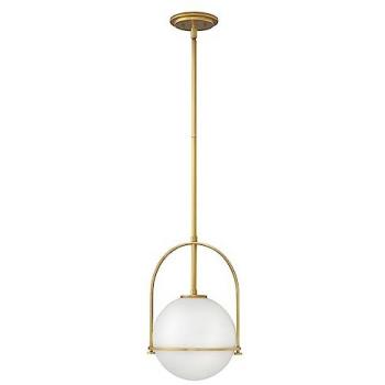 Lámpara Colgante Somerset E27 en Latón Heritage con Vidrio Opal y Altura Ajustable