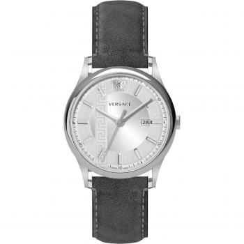 Versace Aiakos Swiss Made Watch with Greca Pattern, Gray, Male, Size: ONE SIZE