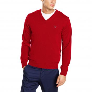 GANT Super Fine Lambswool V-Neck, Suéter para Hombre, Rot