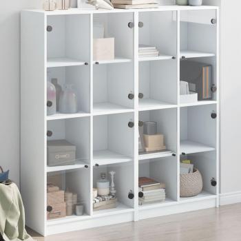 Librería con Ante Blanco 136x37x142 cm Madera Multicapa Estantería con Puertas Madera de Ingeniería Negro 136x37x142 cm Vidaxl