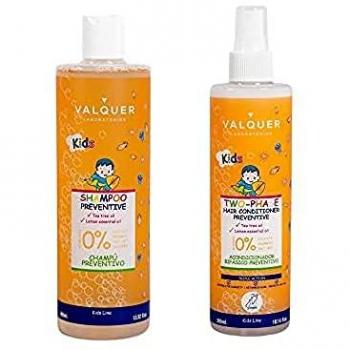 Pack Champú y Acondicionador Bifásico Preventivo Infantil - 400 ml + 300 ml de Valquer Laboratorios, tratamiento protector para el cabello infantil con ingredientes naturales
