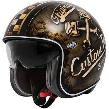 Premier Casco de moto VINTAGE OP9BM DECO, Marrón/Beige, L