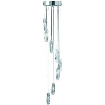 Colgante de racimo en espiral Sculptured Ice de 8 bombillas, cromado y cristal K9